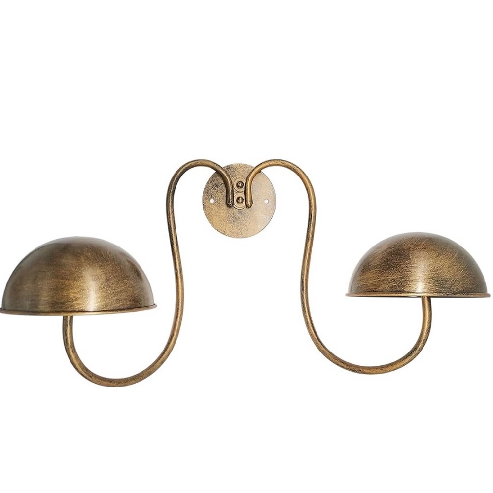 Bronze Metal Hat or Wig Display with 2 Circular Hooks, Wall-mounted